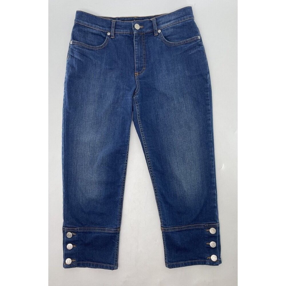 Escada Sport Women’s Denim Cropped Button Accent Jeans Size 38 Made In Italy